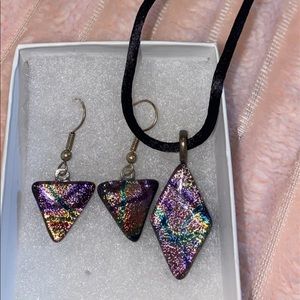 Glass necklace and earring set